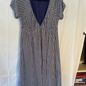 GAP Navy and White Dot Empire-Waist Midi Dress